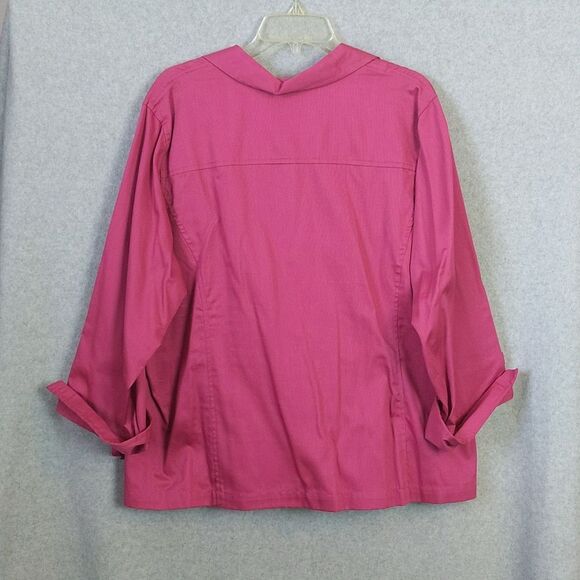 Avenue Pink Roll Tab Sleeve Wrap Top Women's Plus 22/24 NWT - Picture 2 of 3